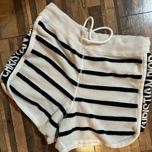 Christian DIOR DIORIVIERA SHORTS Cream & navy Striped Athletic Terry Shorts